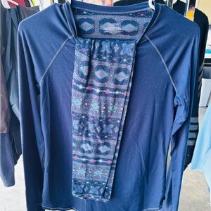 Navy Long Sleeve Top with Patterned leggings